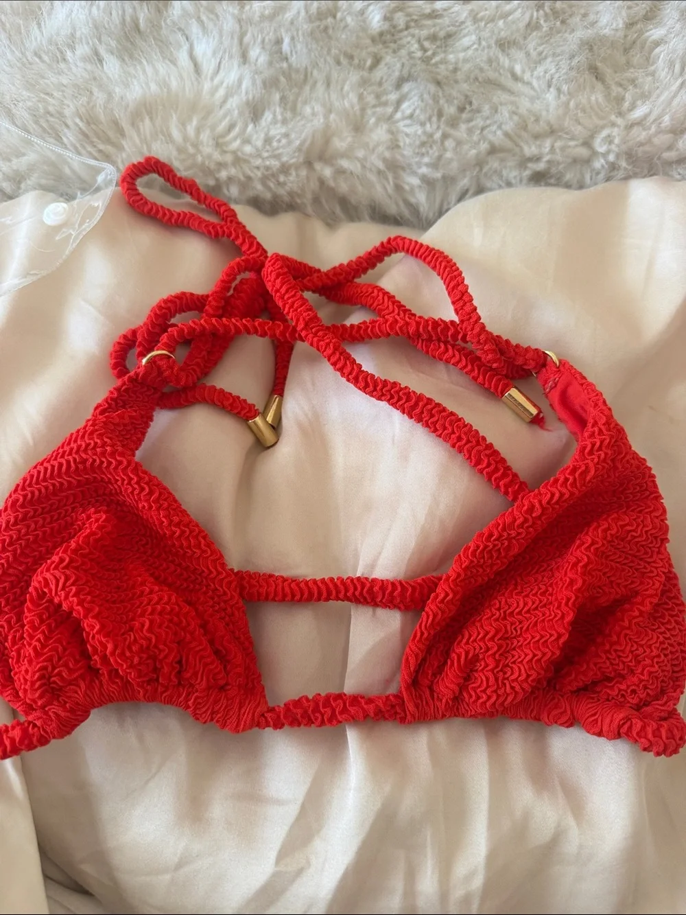 Monday Swimwear Palma Top- Chili Pepper Crinkle- M